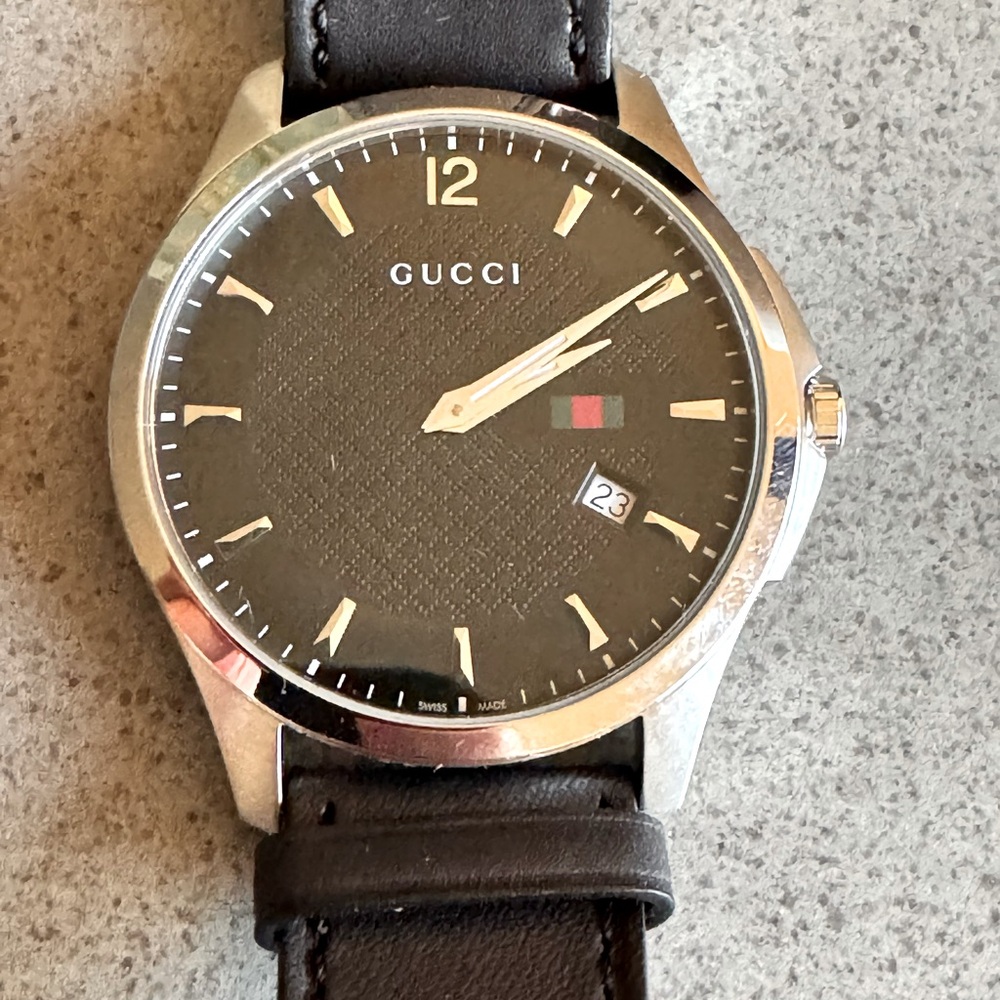 Gucci Men’s G-Timeless Black Leather Watch